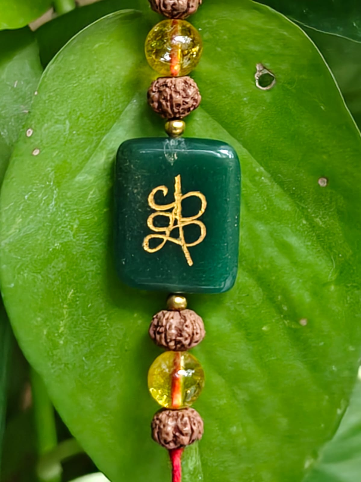 Aventurian, Citrine and Rudraksh Crystal Rakhi - Image 4