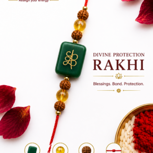 Aventurian, Citrine and Rudraksh Crystal Rakhi
