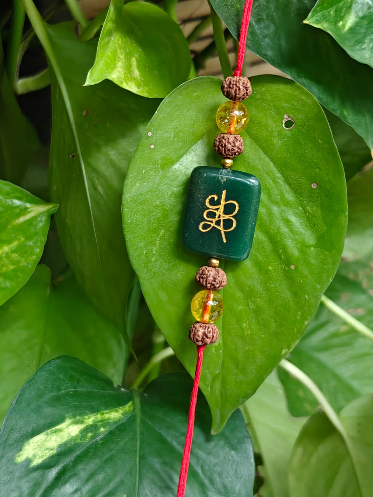 Aventurian, Citrine and Rudraksh Crystal Rakhi