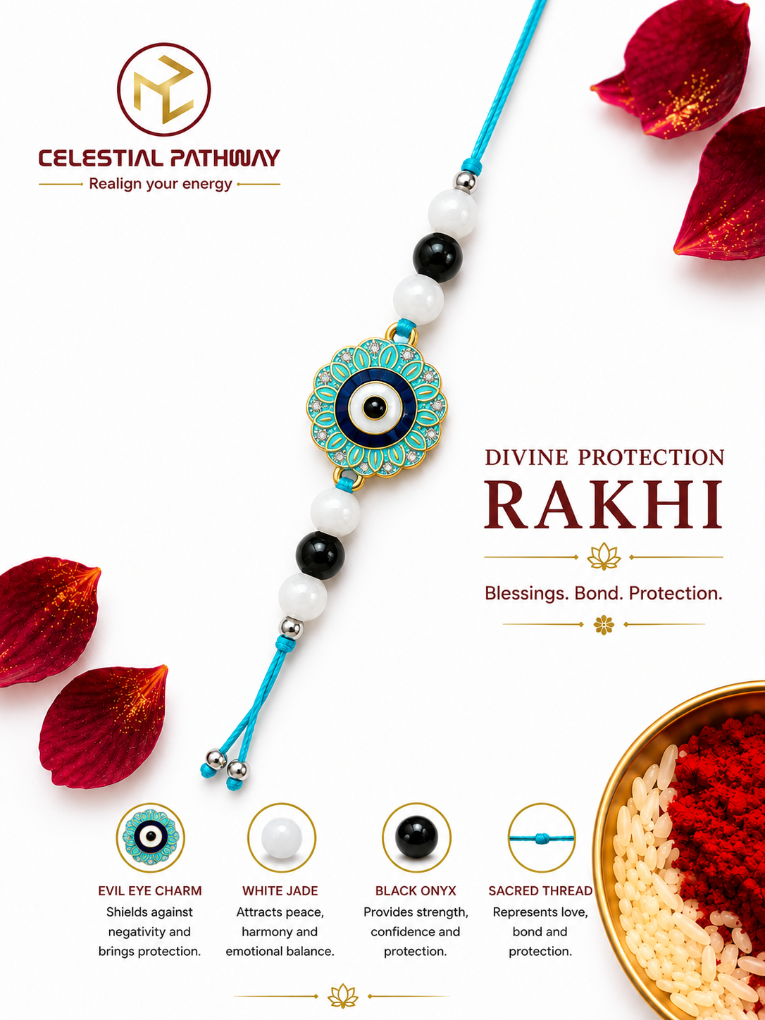Evil Eye Crystal Rakhi